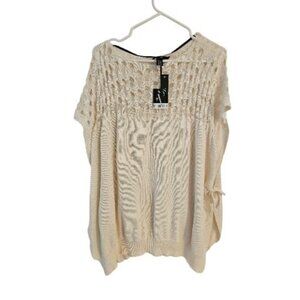 NWT Simply Vera Wang One Size Off White Poncho Boho Sweater Top Shawl Tunic
